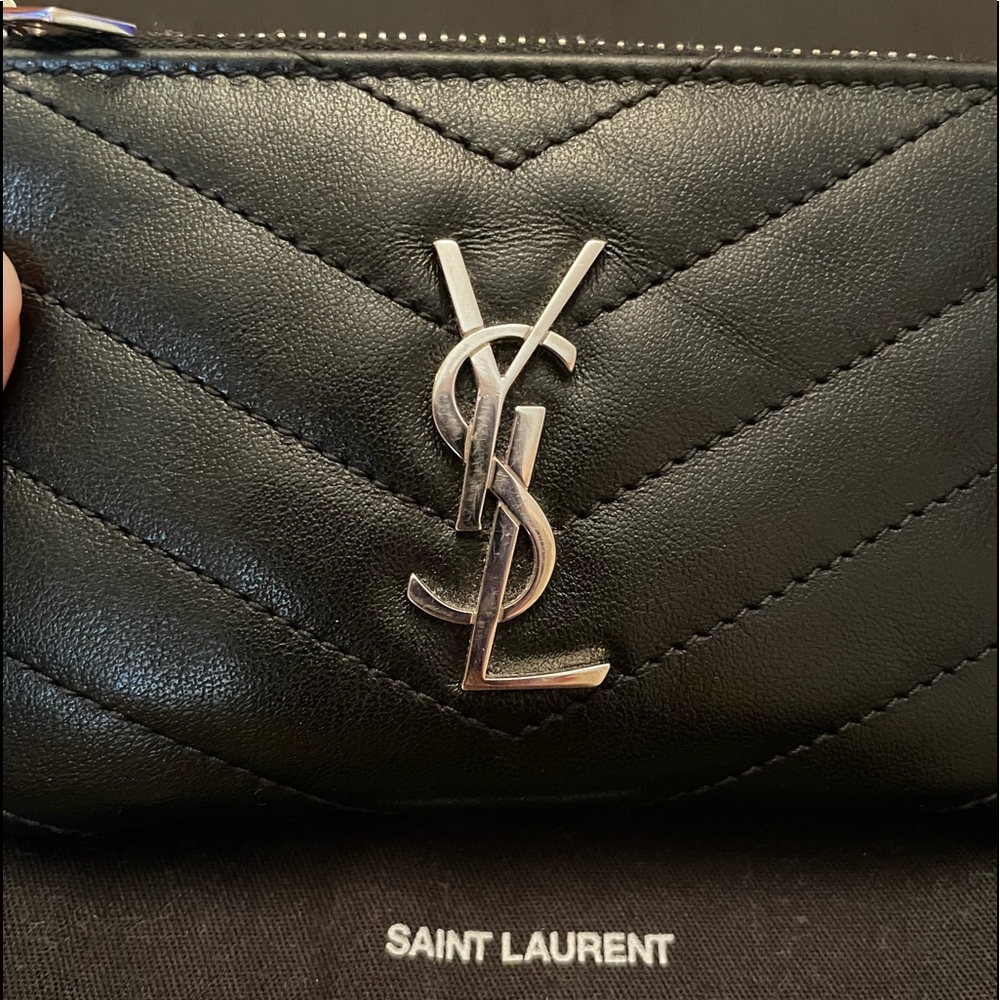 YSL Saint Laurent Monogram Key Pouch in Matelasse Leather